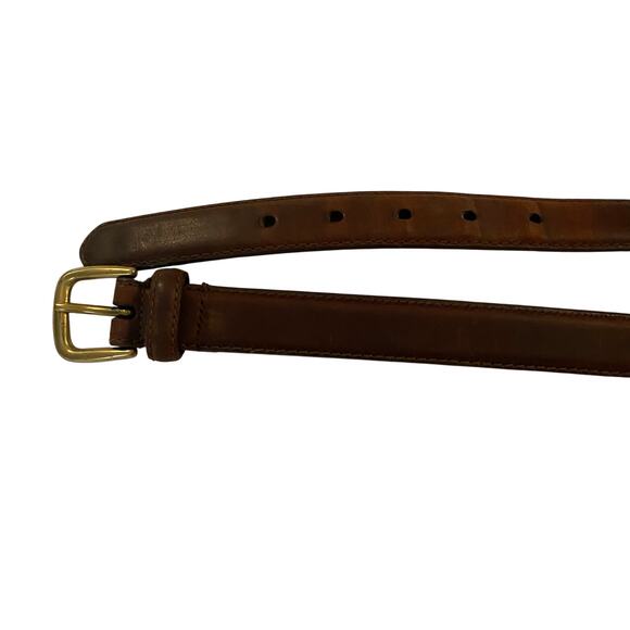 Vintage Canterbury Brown Oil Tan Leather Belt Brass Buckle Size 36 Taiwan - Picture 5 of 5
